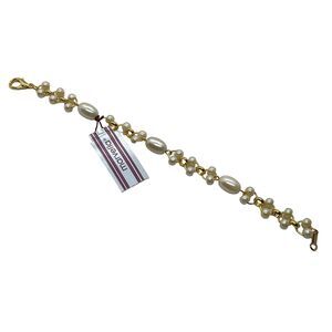 Faux Pearl Bracelet Marvella Gold Tone Vintage New with Tags Women's Lobster